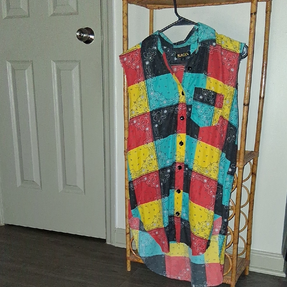 Colorful Patchwork Sleeveless Dress / Oversized Shirt